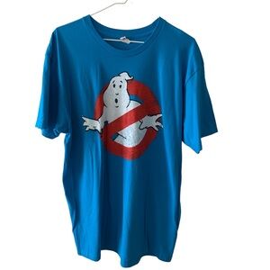 Ghostbusters T Shirt Blue Crew Neck Short Sleeves Size Large